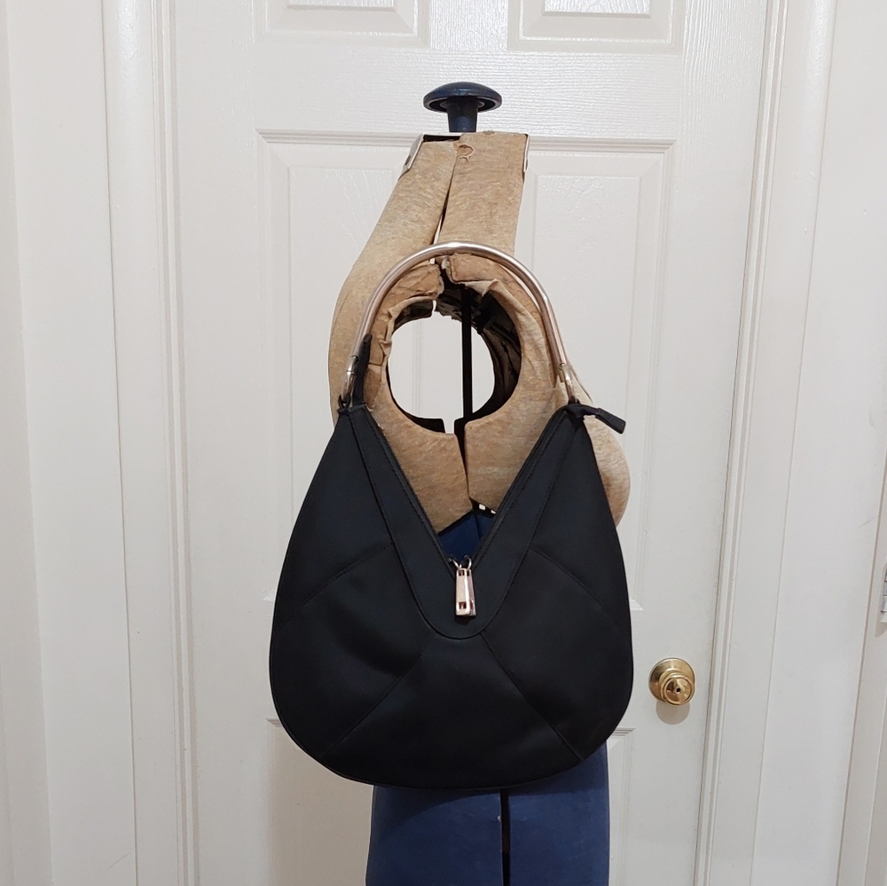 Vintage Black Hobo Bag with Gold Handle - Picture 2 of 4